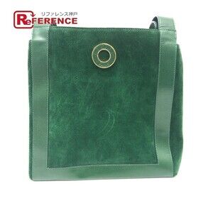 Celine Circle Shoulder Bag Tote Suede Leather Green